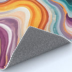 Purple, Teal & Gold Agate, Abstract Texture Nature Pattern, Marble Luxe Eclectic Luxury Stone Rock, Intricate Geometric Bohemian Contemporary Boho Gift Rug Gallery Image 4
