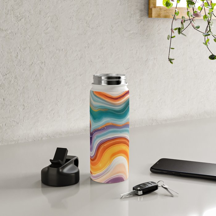 Purple, Teal & Gold Agate, Abstract Texture Nature Pattern, Marble Luxe Eclectic Luxury Stone Rock, Intricate Geometric Bohemian Contemporary Boho Gift Water Bottle Gallery Image 4