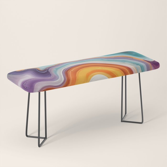 Purple, Teal & Gold Agate, Abstract Texture Nature Pattern, Marble Luxe Eclectic Luxury Stone Rock, Intricate Geometric Bohemian Contemporary Boho Gift Bench Gallery Image 1