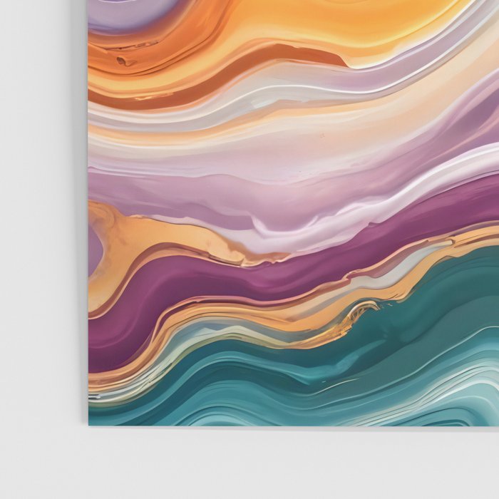Purple, Teal & Gold Agate, Abstract Texture Nature Pattern, Marble Luxe Eclectic Luxury Stone Rock, Intricate Geometric Bohemian Contemporary Boho Gift Poster Gallery Image 3