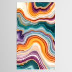 Purple, Teal & Gold Agate, Abstract Texture Nature Pattern, Marble Luxe Eclectic Luxury Stone Rock, Intricate Geometric Bohemian Contemporary Boho Gift Tablecloth Gallery Image 2