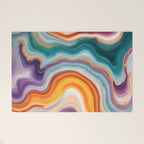 Purple, Teal & Gold Agate, Abstract Texture Nature Pattern, Marble Luxe Eclectic Luxury Stone Rock, Intricate Geometric Bohemian Contemporary Boho Gift Welcome Mat Gallery Image 1