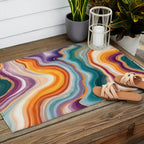 Purple, Teal & Gold Agate, Abstract Texture Nature Pattern, Marble Luxe Eclectic Luxury Stone Rock, Intricate Geometric Bohemian Contemporary Boho Gift Outdoor Rug Gallery Image 2