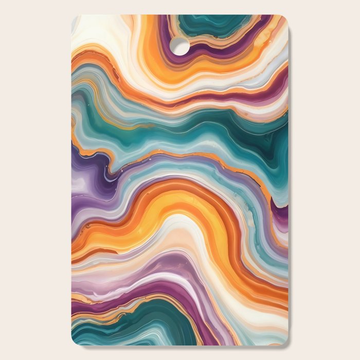 Purple, Teal & Gold Agate, Abstract Texture Nature Pattern, Marble Luxe Eclectic Luxury Stone Rock, Intricate Geometric Bohemian Contemporary Boho Gift Cutting Board Gallery Image 1