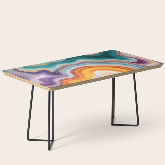 Purple, Teal & Gold Agate, Abstract Texture Nature Pattern, Marble Luxe Eclectic Luxury Stone Rock, Intricate Geometric Bohemian Contemporary Boho Gift Coffee Table Gallery Image 1