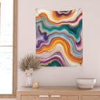 Purple, Teal & Gold Agate, Abstract Texture Nature Pattern, Marble Luxe Eclectic Luxury Stone Rock, Intricate Geometric Bohemian Contemporary Boho Gift Wall Tapestry Gallery Image 2