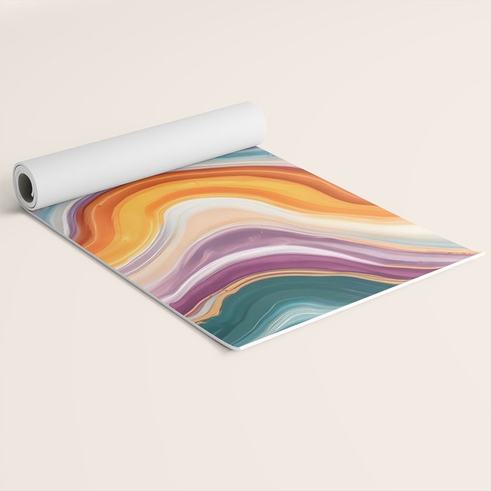 Purple, Teal & Gold Agate, Abstract Texture Nature Pattern, Marble Luxe Eclectic Luxury Stone Rock, Intricate Geometric Bohemian Contemporary Boho Gift Yoga Mat Gallery Image 2