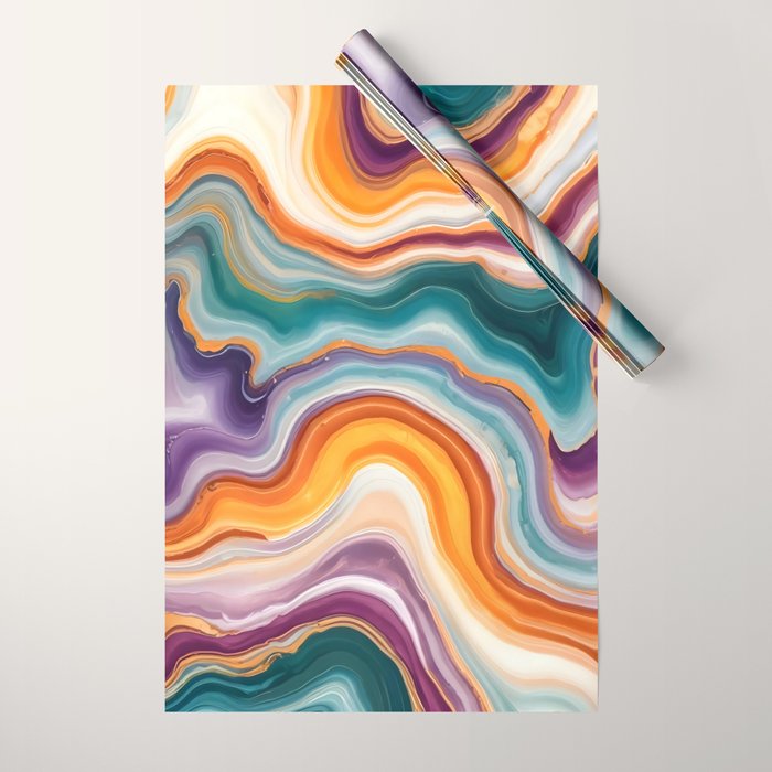 Purple, Teal & Gold Agate, Abstract Texture Nature Pattern, Marble Luxe Eclectic Luxury Stone Rock, Intricate Geometric Bohemian Contemporary Boho Gift Wrapping Paper Gallery Image 1