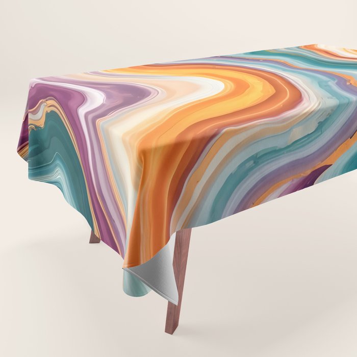 Purple, Teal & Gold Agate, Abstract Texture Nature Pattern, Marble Luxe Eclectic Luxury Stone Rock, Intricate Geometric Bohemian Contemporary Boho Gift Tablecloth Gallery Image 1