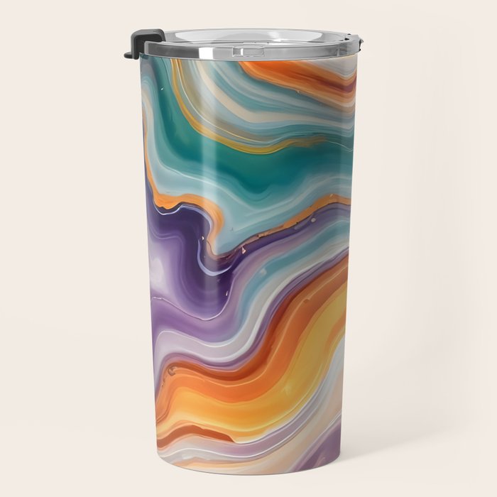 Purple, Teal & Gold Agate, Abstract Texture Nature Pattern, Marble Luxe Eclectic Luxury Stone Rock, Intricate Geometric Bohemian Contemporary Boho Gift Travel Mug Gallery Image 3