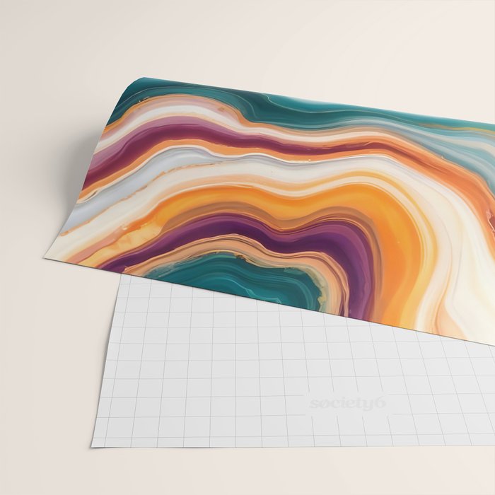 Purple, Teal & Gold Agate, Abstract Texture Nature Pattern, Marble Luxe Eclectic Luxury Stone Rock, Intricate Geometric Bohemian Contemporary Boho Gift Wrapping Paper Gallery Image 2