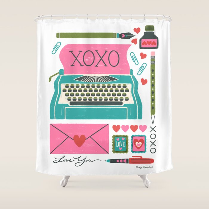 Vintage Mid-Century Stationery Shower Curtain Gallery Image 1