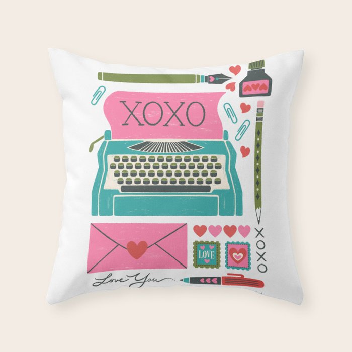 Vintage Mid-Century Stationery Throw Pillow Gallery Image 1