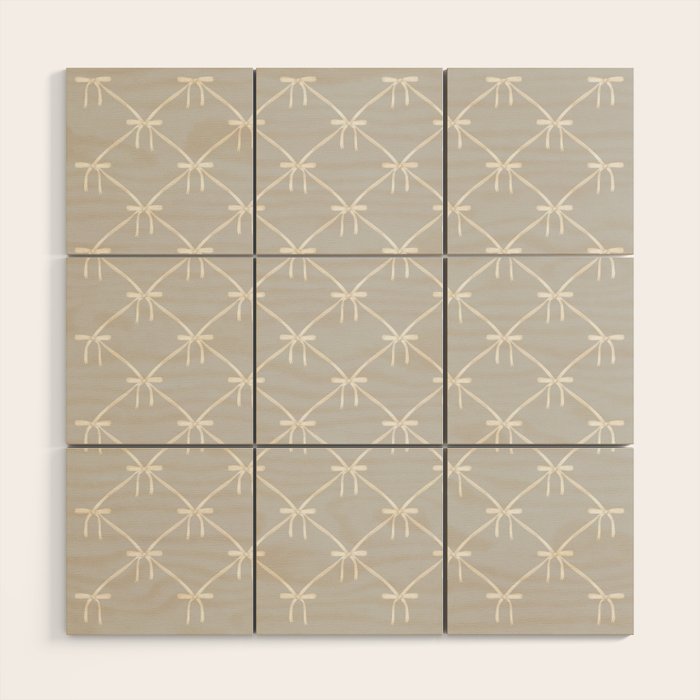 Bows & Ribbons Pattern LX Light Grey Wood Wall Art Gallery Image 1