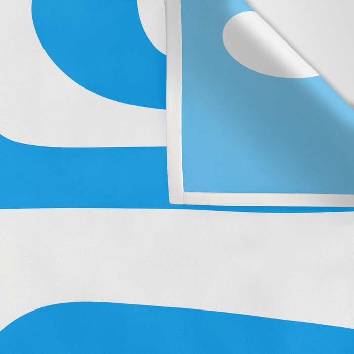 Blue and White Mid Century Modern Piquet Minimalist Abstract Pattern Wall Tapestry Gallery Image 3
