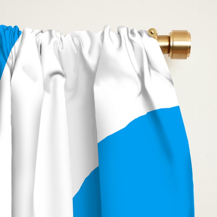 Blue and White Mid Century Modern Piquet Minimalist Abstract Pattern Window Curtain Gallery Image 2