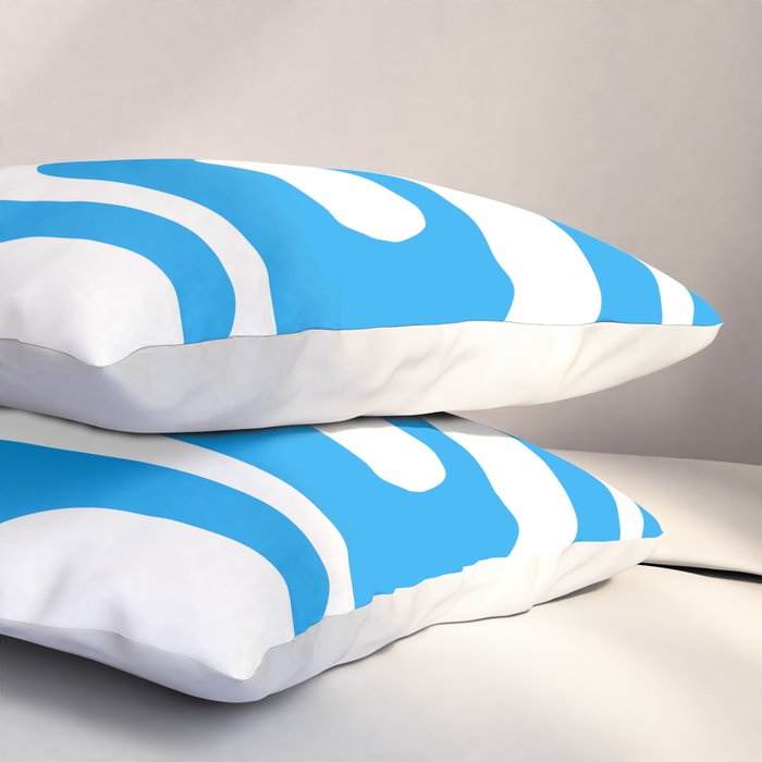 Blue and White Mid Century Modern Piquet Minimalist Abstract Pattern Pillow Sham Gallery Image 3