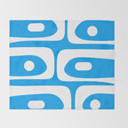 Blue and White Mid Century Modern Piquet Minimalist Abstract Pattern Throw Blanket Gallery Image 2