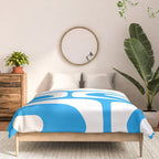 Blue and White Mid Century Modern Piquet Minimalist Abstract Pattern Comforter Gallery Image 3