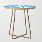 Blue and White Mid Century Modern Piquet Minimalist Abstract Pattern Side Table Gallery Image 1