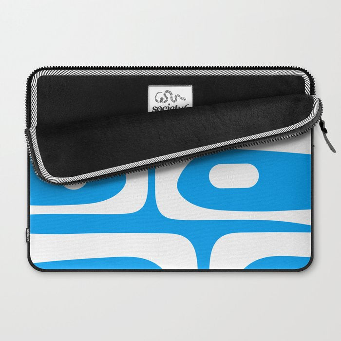Blue and White Mid Century Modern Piquet Minimalist Abstract Pattern Laptop Sleeve Gallery Image 2
