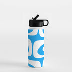 Blue and White Mid Century Modern Piquet Minimalist Abstract Pattern Water Bottle Gallery Image 1