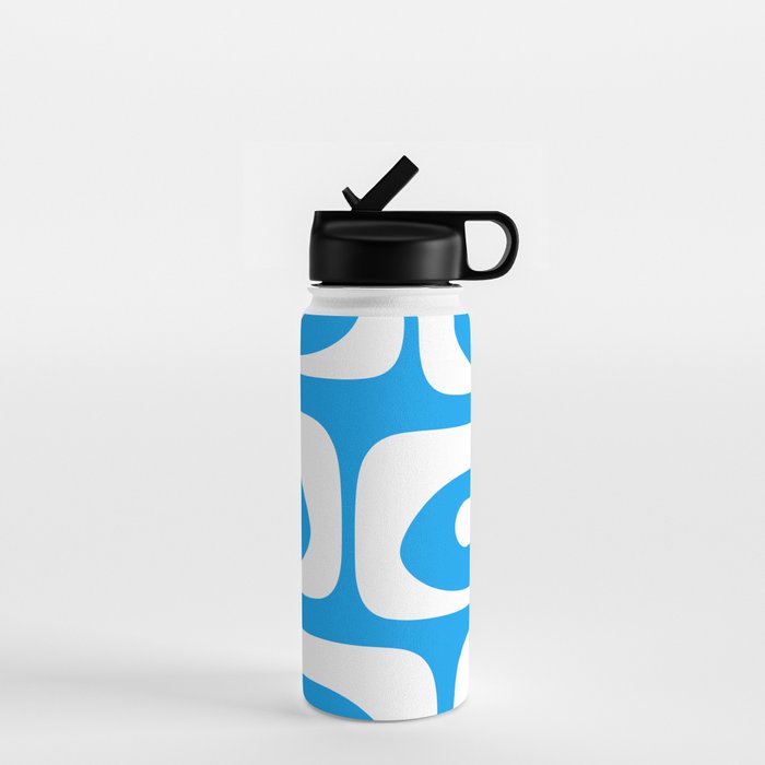 Blue and White Mid Century Modern Piquet Minimalist Abstract Pattern Water Bottle Gallery Image 1