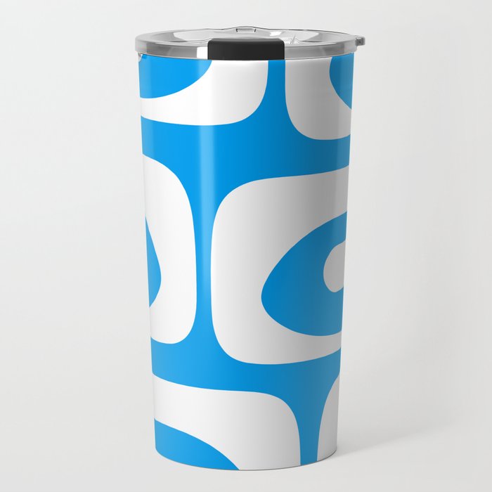 Blue and White Mid Century Modern Piquet Minimalist Abstract Pattern Travel Mug Gallery Image 1