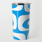 Blue and White Mid Century Modern Piquet Minimalist Abstract Pattern Travel Mug Gallery Image 1