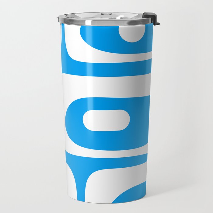 Blue and White Mid Century Modern Piquet Minimalist Abstract Pattern Travel Mug Gallery Image 2