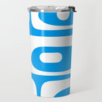 Blue and White Mid Century Modern Piquet Minimalist Abstract Pattern Travel Mug Gallery Image 2