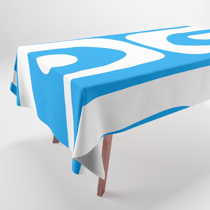Blue and White Mid Century Modern Piquet Minimalist Abstract Pattern Tablecloth Gallery Image 1