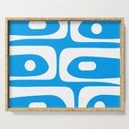 Blue and White Mid Century Modern Piquet Minimalist Abstract Pattern Serving Tray Gallery Image 1
