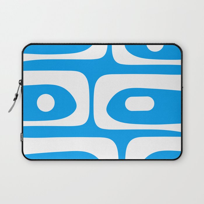 Blue and White Mid Century Modern Piquet Minimalist Abstract Pattern Laptop Sleeve Gallery Image 1