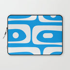 Blue and White Mid Century Modern Piquet Minimalist Abstract Pattern Laptop Sleeve Gallery Image 1