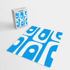 Blue and White Mid Century Modern Piquet Minimalist Abstract Pattern Jigsaw Puzzle Gallery Image 2