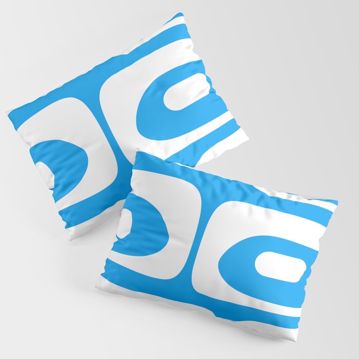 Blue and White Mid Century Modern Piquet Minimalist Abstract Pattern Pillow Sham Gallery Image 3