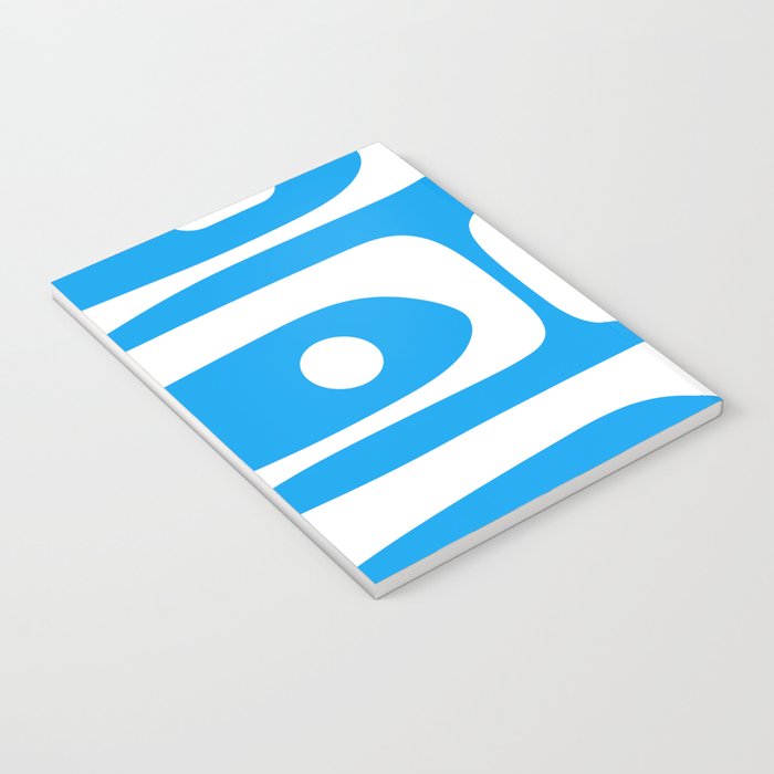 Blue and White Mid Century Modern Piquet Minimalist Abstract Pattern Notebook Gallery Image 3