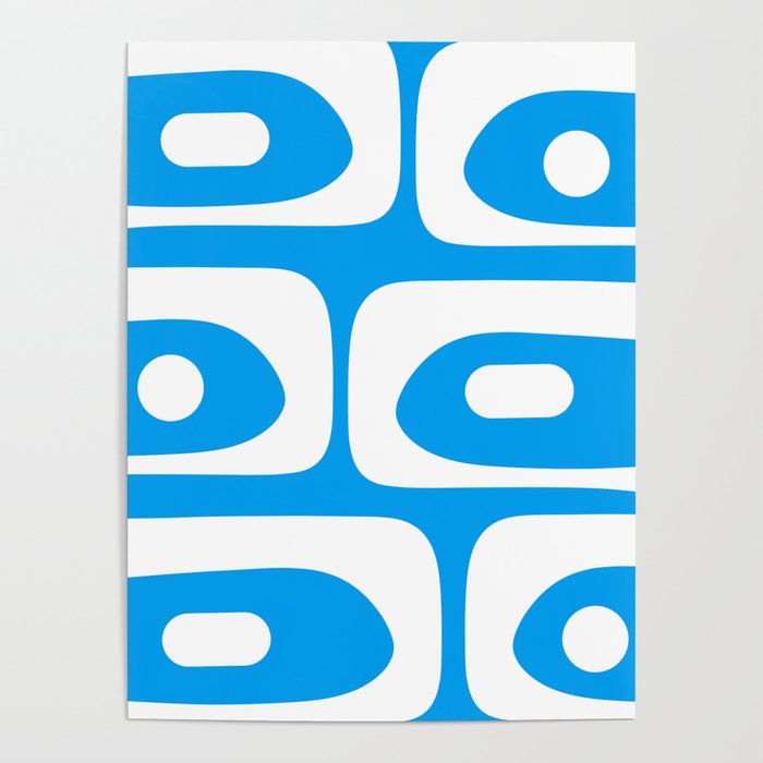 Blue and White Mid Century Modern Piquet Minimalist Abstract Pattern Poster Gallery Image 4