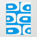 Blue and White Mid Century Modern Piquet Minimalist Abstract Pattern Poster Gallery Image 4