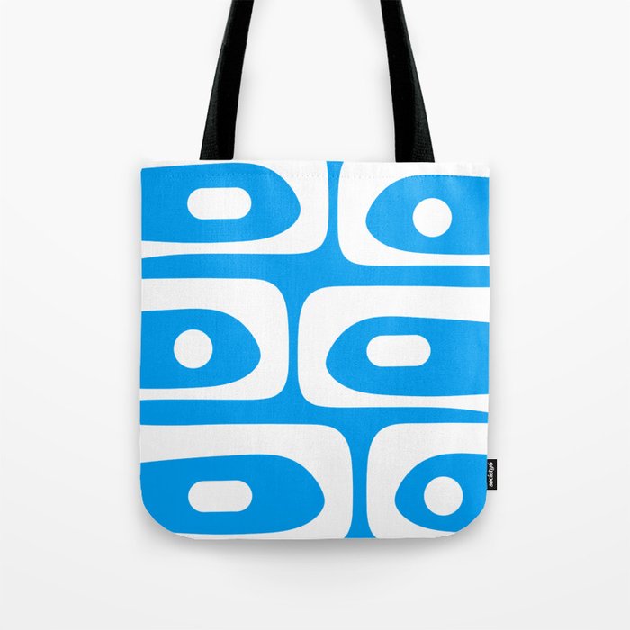 Blue and White Mid Century Modern Piquet Minimalist Abstract Pattern Tote Bag Gallery Image 1