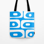 Blue and White Mid Century Modern Piquet Minimalist Abstract Pattern Tote Bag Gallery Image 1