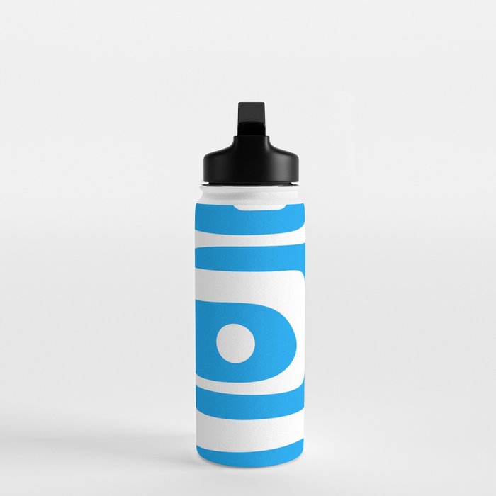 Blue and White Mid Century Modern Piquet Minimalist Abstract Pattern Water Bottle Gallery Image 3