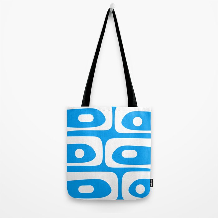 Blue and White Mid Century Modern Piquet Minimalist Abstract Pattern Tote Bag Gallery Image 2