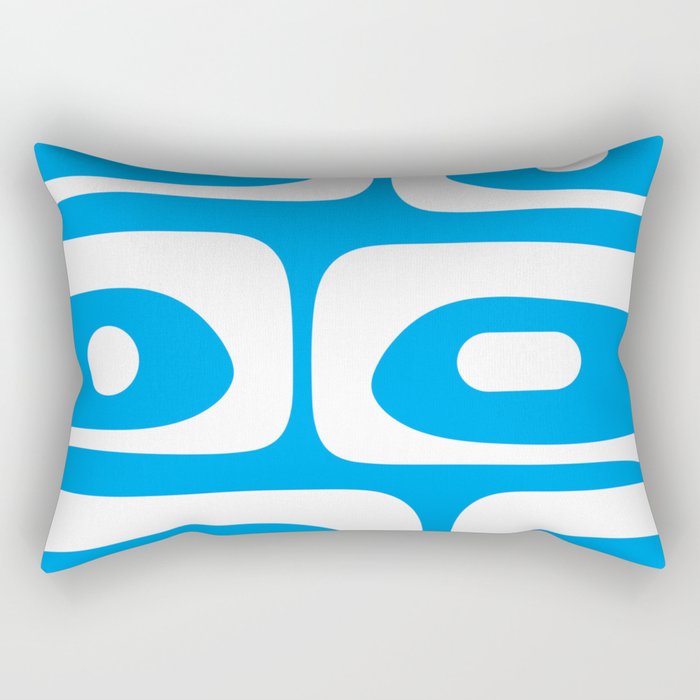 Blue and White Mid Century Modern Piquet Minimalist Abstract Pattern Rectangular Pillow Gallery Image 2