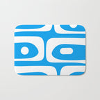 Blue and White Mid Century Modern Piquet Minimalist Abstract Pattern Bath Mat Gallery Image 1
