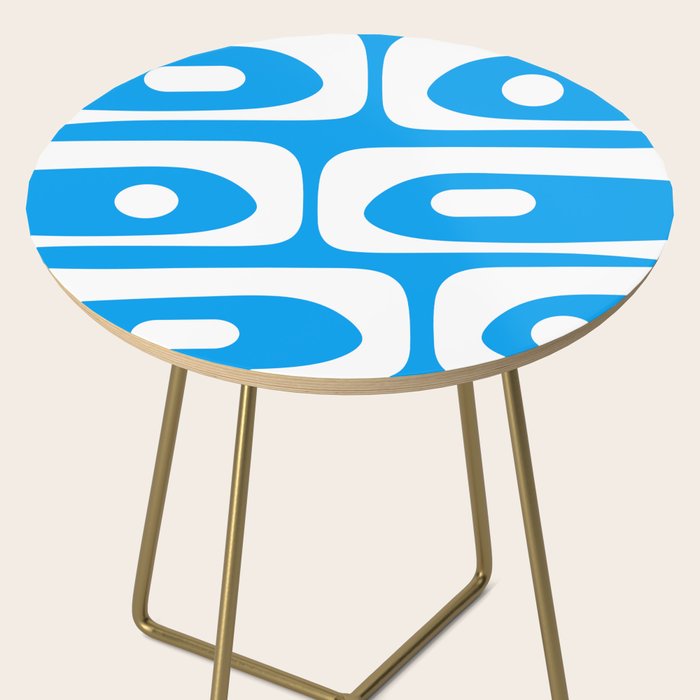 Blue and White Mid Century Modern Piquet Minimalist Abstract Pattern Side Table Gallery Image 2