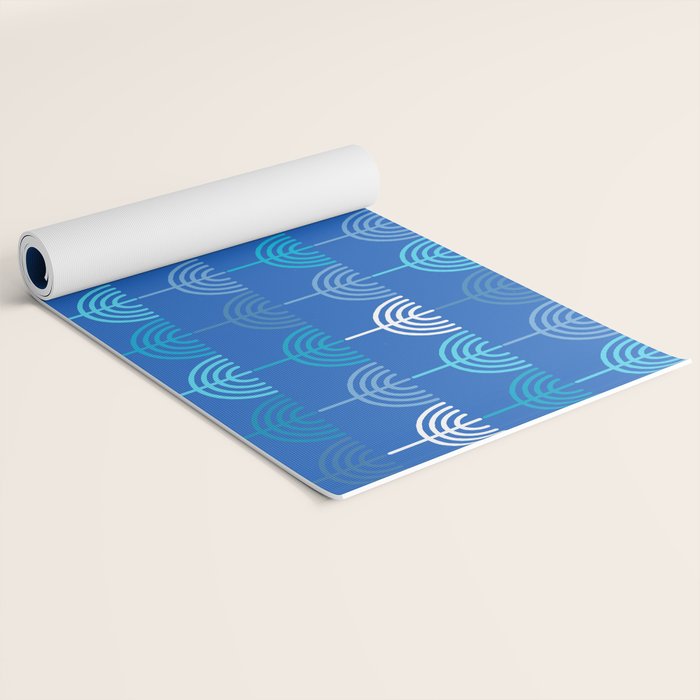 Hanukkah Chanukah Menorah Chanukkiah Pattern in Blue Yoga Mat Gallery Image 2
