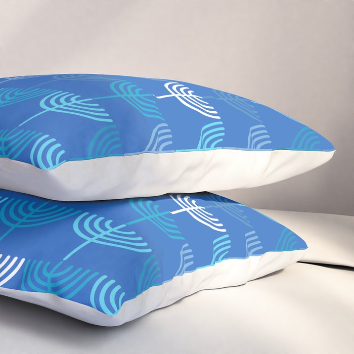 Hanukkah Chanukah Menorah Chanukkiah Pattern in Blue Pillow Sham Gallery Image 3