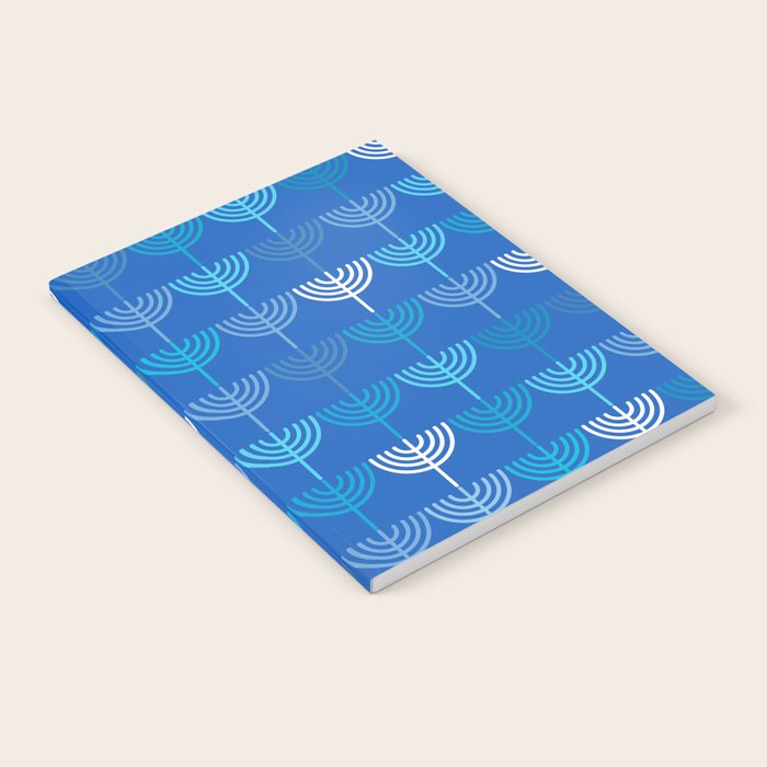 Hanukkah Chanukah Menorah Chanukkiah Pattern in Blue Notebook Gallery Image 2